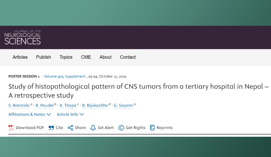 Study of histopathological pattern of CNS tumors from a tertiary hospital in Nepal – A retrospective study